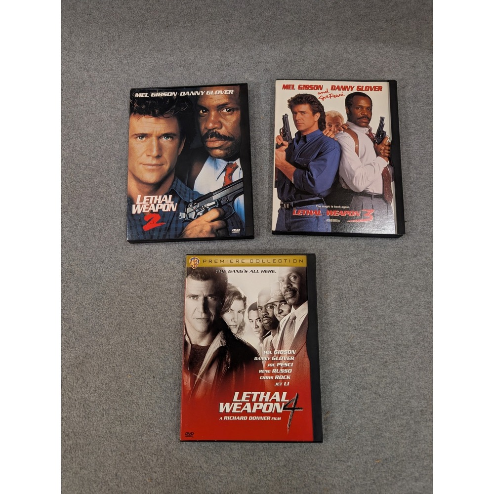 Lethal Weapon 2 3 4 DVD Lot Mel Gibson Danny Glover Action Movie Trilogy Bundle - Picture 1 of 2